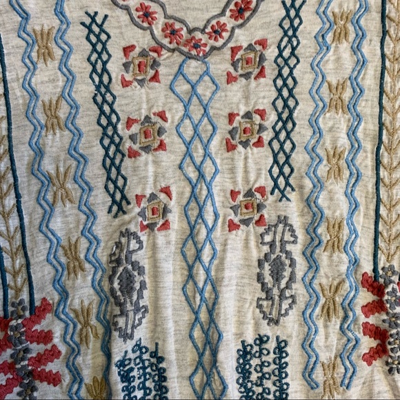 Soft Surroundings Heathered Jersey Knit Embroidered Tunic Top Size Small - Picture 6 of 12